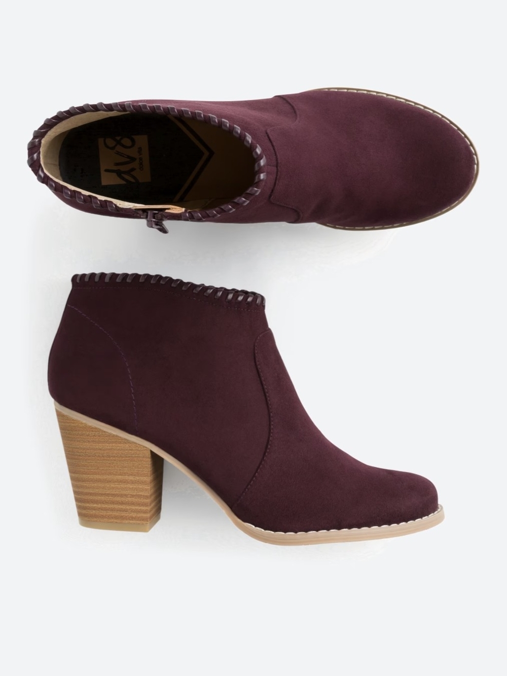 Dolce Vita  BurgandySuede Ankle Boot with Stacked Heel Almost Like New